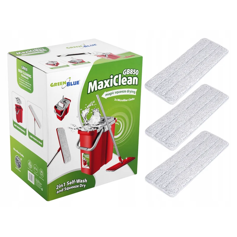 Cubo de fregona plano automático+3 insertos de microfibra