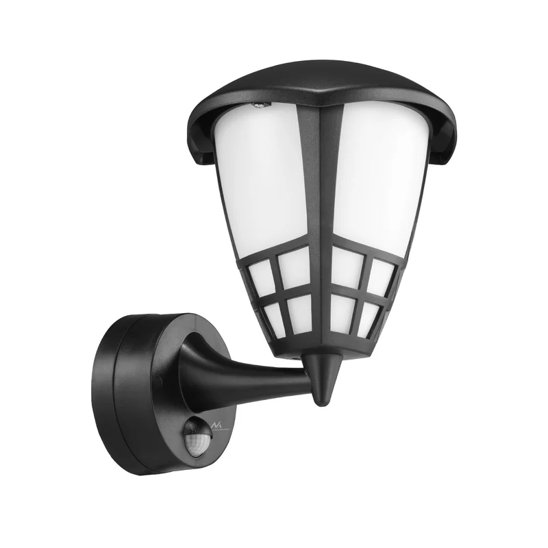 Maclean MCE518 B Aplique 1xE27 con sensor, sensor de infrarrojos, carga máx. 60W, IP65, negro + Maclean Energy MCE268 WW Bombilla de filamento LED E27, 8W 230V blanco cálido 3000K 1055lm retro edison decorativa