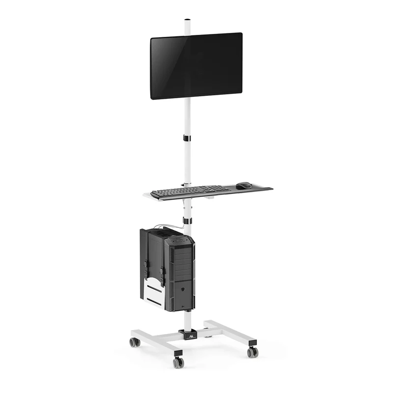 Maclean MC-793 Carro de Soporte Profesional, Estación de Trabajo Informática Móvil sobre Ruedas, máx. 17"-32", máx. 20kg