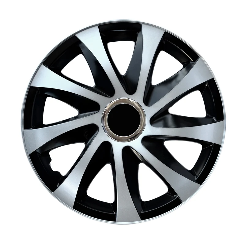 Tapacubos universales 16" NRM DRIFT Extra plata/negro 4 piezas