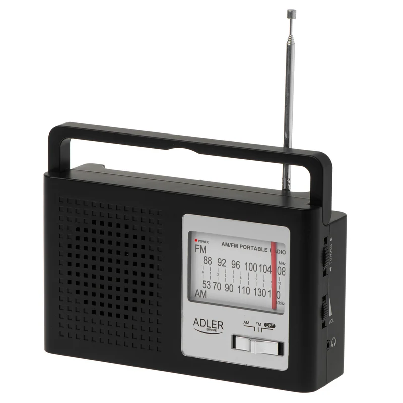 Adler AD 1909 Radio portátil, AM y FM, Antena, Funcionamiento por red y pilas