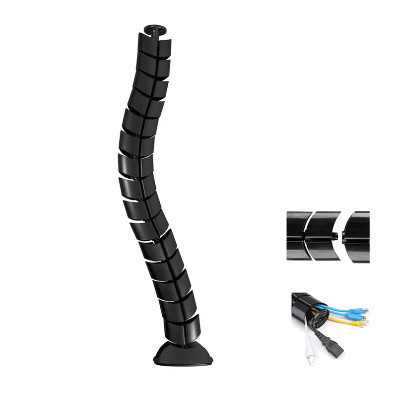 Maclean MC-768 Organizador de cables, Cubrecables 80 cm, Canaleta, Protección en el hogar u oficina, Color negro
