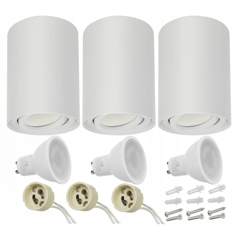 3x Maclean Round Plafond Blanco MCE422 + 3x Bombilla LED GU10 5W 4000K