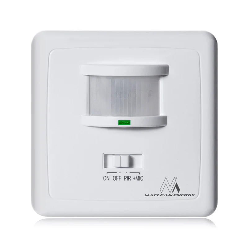 Sensor de movimiento y de sonido de pared 160 ° para instalación en una caja de 60 mm Maclean Energy MCE18