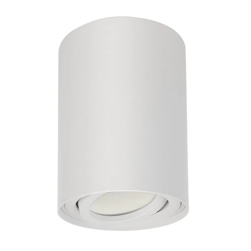 Foco de techo orientable con casquillo GU10 para lámparas LED y halógenas hasta 40W para montaje en superficie, blanco, 80x115mm, aluminio MCE422 W