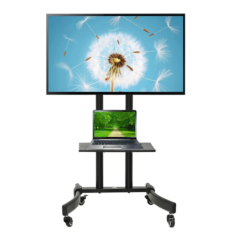 Maclean MC-739 Soporte profesional con estante y ruedas para pantallas planas TV, LED, LCD con peso máximo de 40 kg VESA hasta 600 x 400 mm