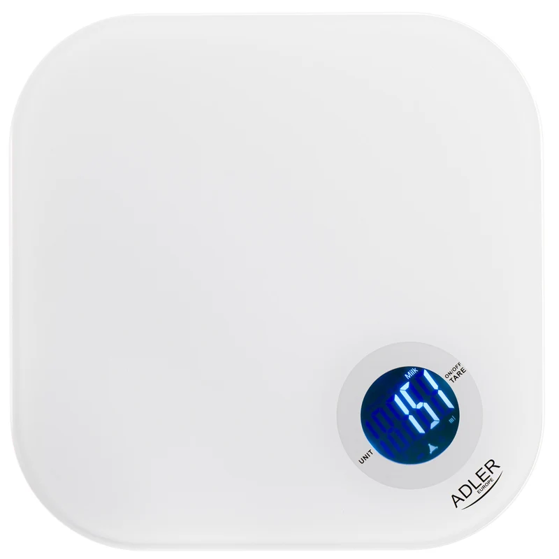 Adler AD 3180 Báscula de cocina digital con pantalla LCD, Balanza de vidrio templado, hasta 10 kg