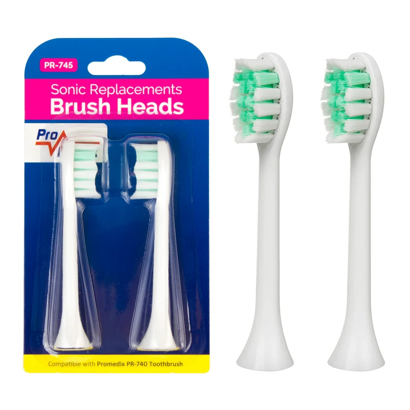 Juego de 2 cepillos de repuesto para Promedix PR-740, cabezales de cepillo de dientes sónicos eléctricos, 2 piezas (2 cepillos de repuesto, blanco)