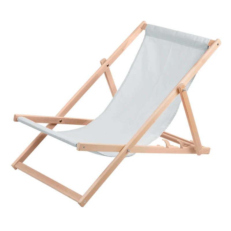Cómoda tumbona de madera en color ceniza claro, ideal para la playa, balcón, terraza