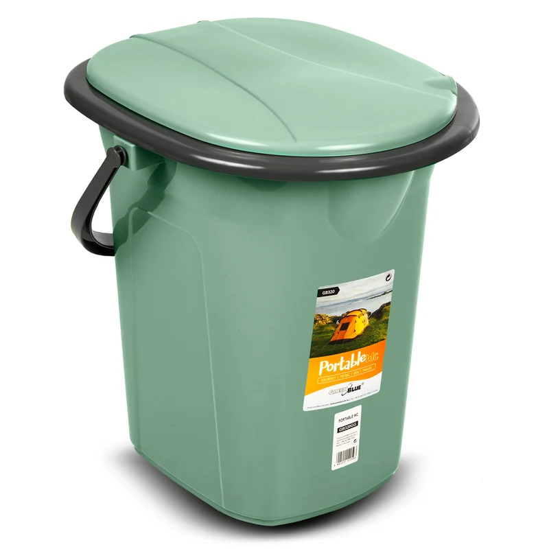 GreenBlue GB320GG Inodoro portátil practico WC 19l con tapa verde-gris