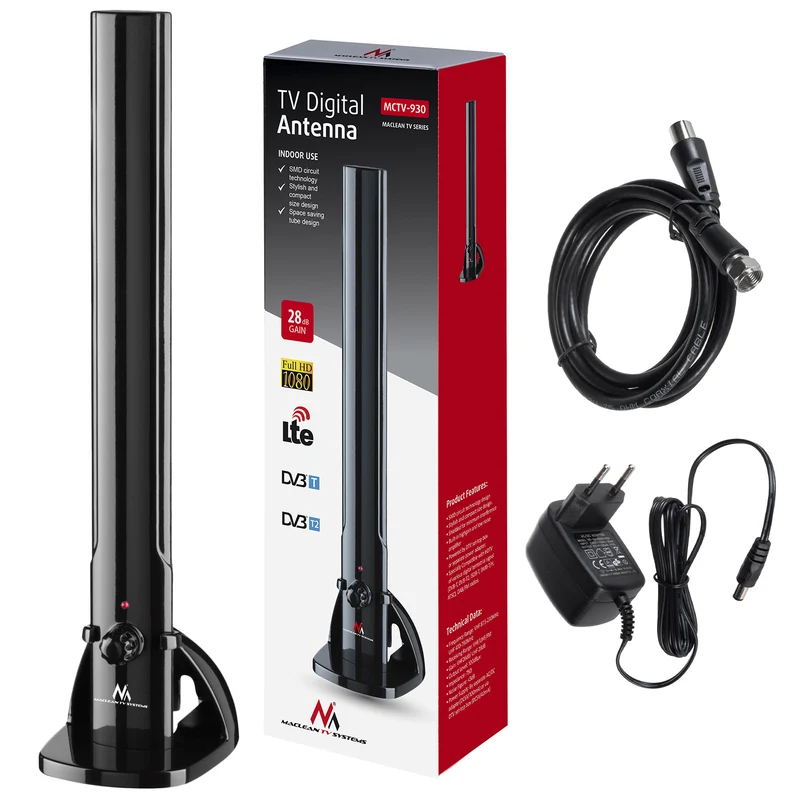 Antena de TV DVB-T2 HEVC Interna HDTV DVB-T2 DVB-T2 HEVC LTE DAB FM 100dBμV Amplificador de Señal Televisión Digital