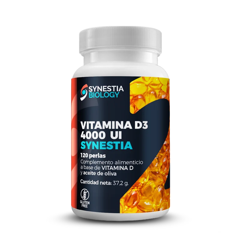 Vitamina D3 4.000 UI · Synestia Biology · 120 perlas