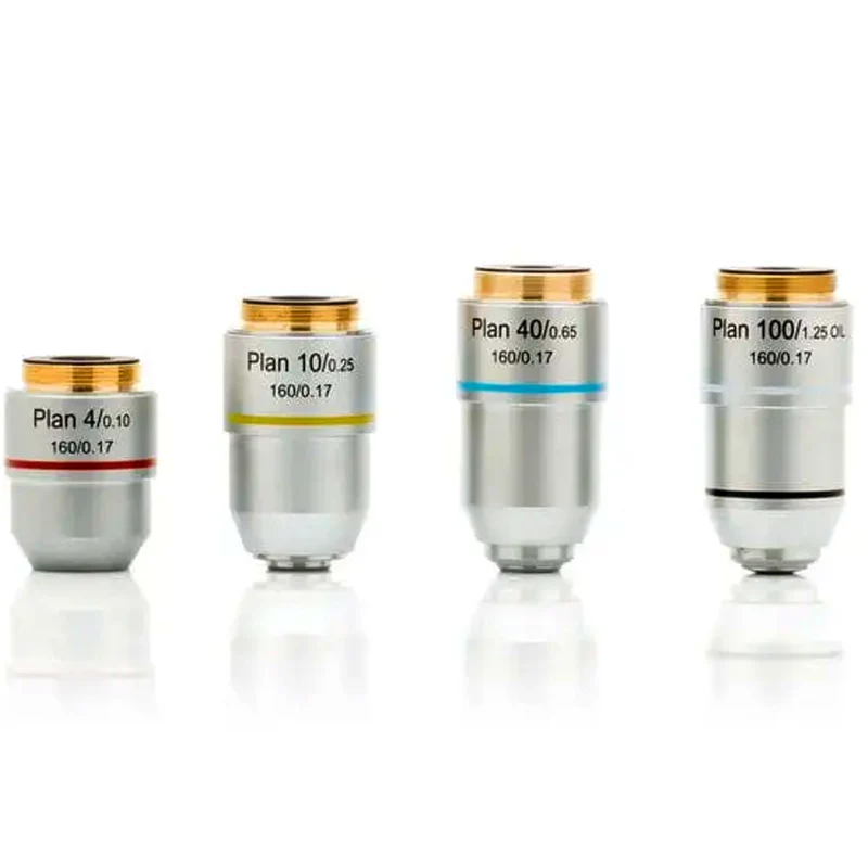 LW Scientific® Set of 4/10/40/100x DIN Plan Objectives, R3O-SET7-DP77