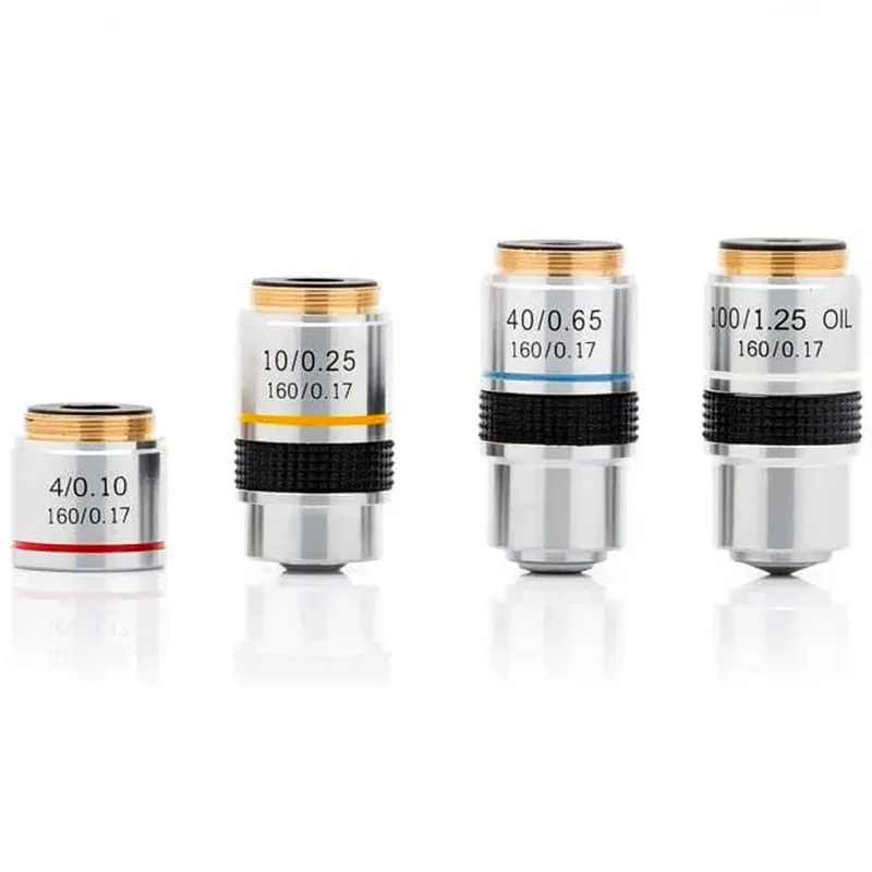 LW Scientific® Set of 4/10/40/100x DIN Achromatic Objectives, R3O-SET7-DA77