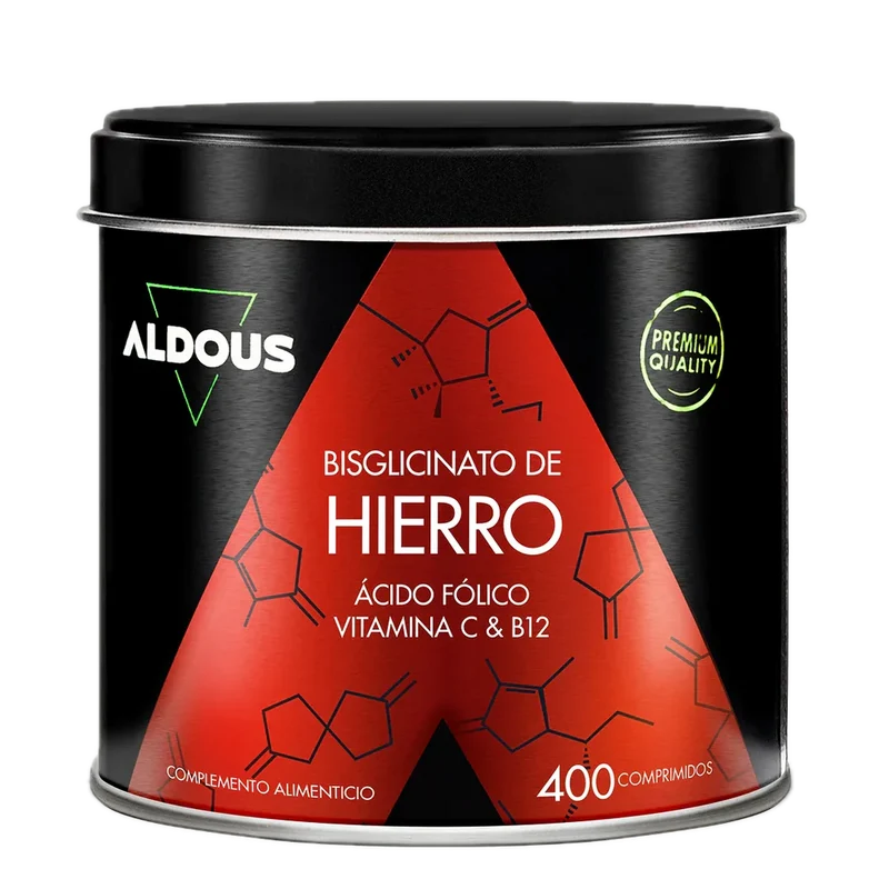 Hierro con Vitamina C, Ácido Fólico y B12 · Aldous · 400 comprimidos