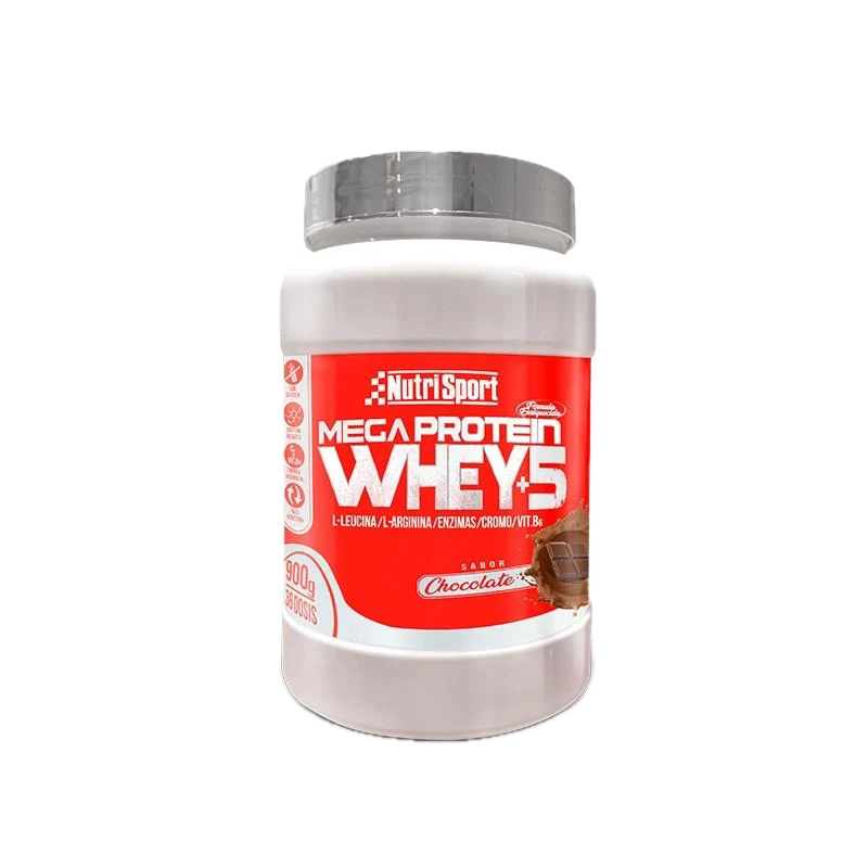 Mega Protein Whey +5 Chocolate · Nutrisport · 900 gramos