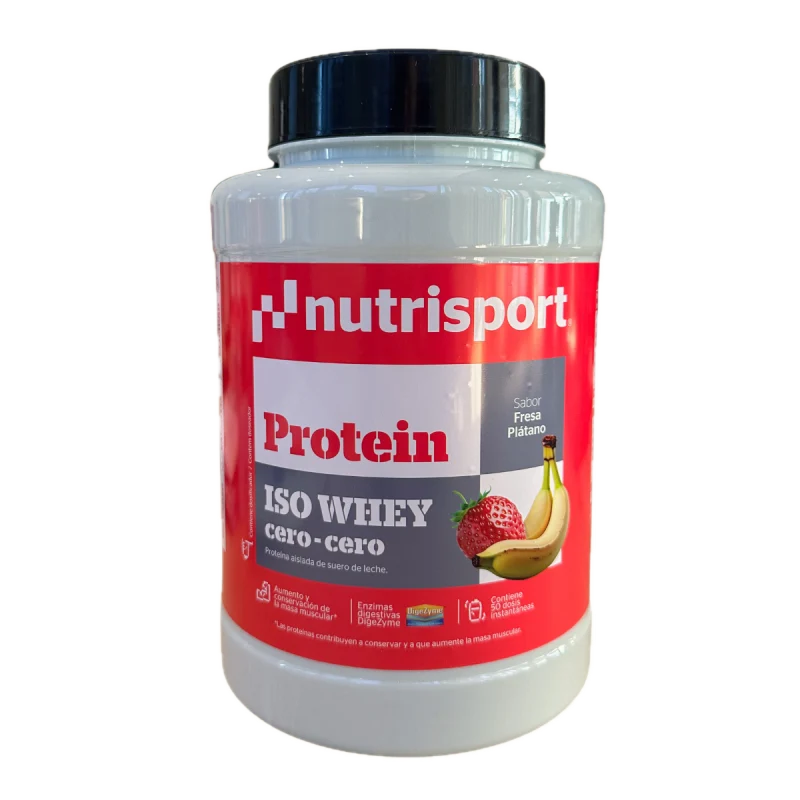 Iso Whey Cero-Cero Fresa y Plátano · Nutrisport · 900 gramos