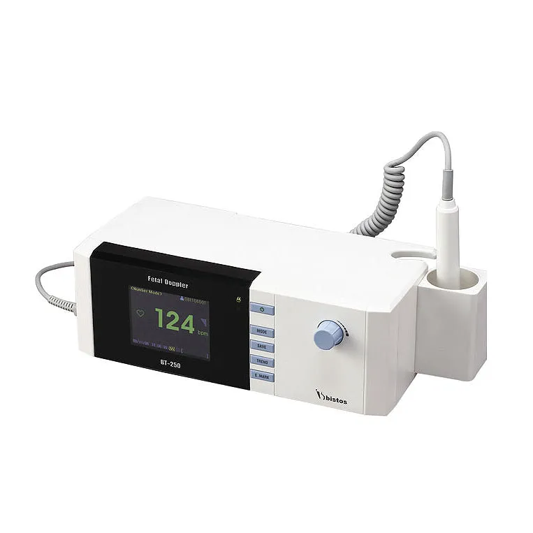 Bistos® Desktop Fetal Doppler w/2Mhz OB Probe, 3.2" Color LCD Display, BT-250