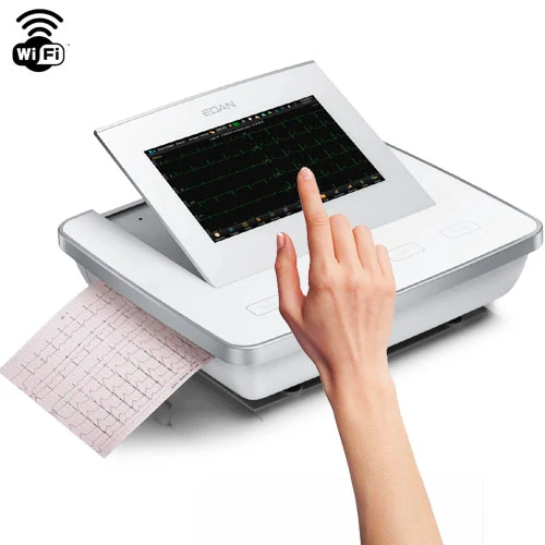EDAN SE-1202 12 Ch. Glass Top ECG Machine w/10.1" Foldable TFT Touch Display