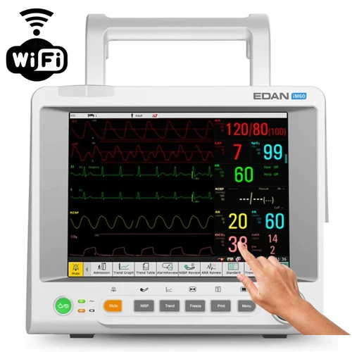 EDAN 10.4" Patient Monitor, ECG, Resp., NIBP, SpO2, Temp., PR, Touch Screen, WiFi™, iM60_Touch_Wifi (Refurbished)