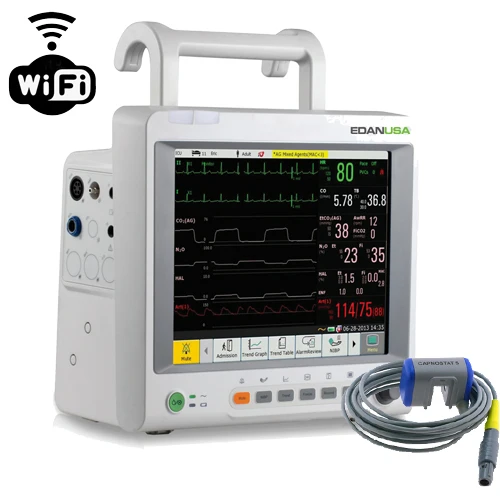 EDAN 15" Patient Monitor, ECG, Resp., NIBP, SpO2, Temp., PR, WiFi™, Respironics® Mainstream EtCO2, iM80_EtCO2Main