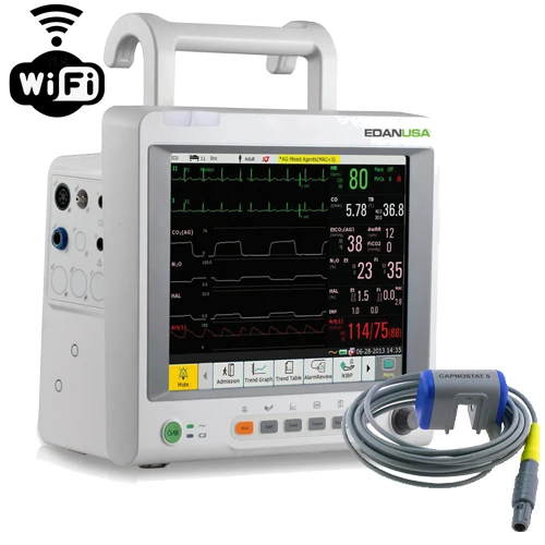 EDAN 12" Patient Monitor, ECG, Resp., NIBP, SpO2, Temp., PR, Respironics® Mainstream EtCO2, WiFi™, iM70_EtCO2Main