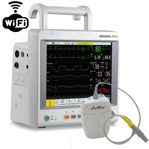 EDAN 12" Patient Monitor, ECG, Resp., NIBP, SpO2, Temp., PR, Respironics® Sidestream EtCO2, WiFi™, iM70_EtCO2Side