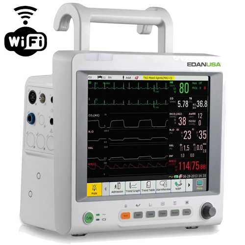 EDAN 12" Patient Monitor, ECG, Resp., NIBP, SpO2, Temp., PR, WiFi™, iM70