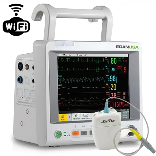 EDAN 10.4" Patient Monitor, ECG, Resp., NIBP, SpO2, Temp., PR, Respironics Sidestream EtCO2, WiFi™, IM60_EtCO2Side