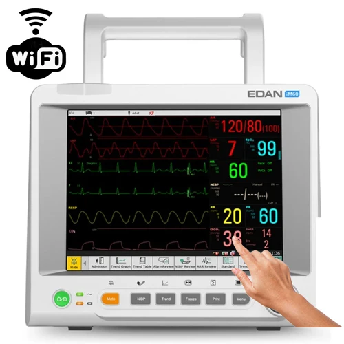 EDAN 10.4" Patient Monitor, ECG, Resp., NIBP, SpO2, Temp., PR, EDAN Sidestream EtCO2, WiFi™, Touch Screen, IM60-G2_Touch_Wifi