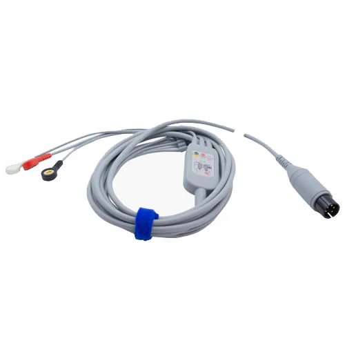 3 Lead ECG Cable w/Lead Wires for EDAN Patient Monitors, Snap Defibrillation (AHA), 01.57.471095-10