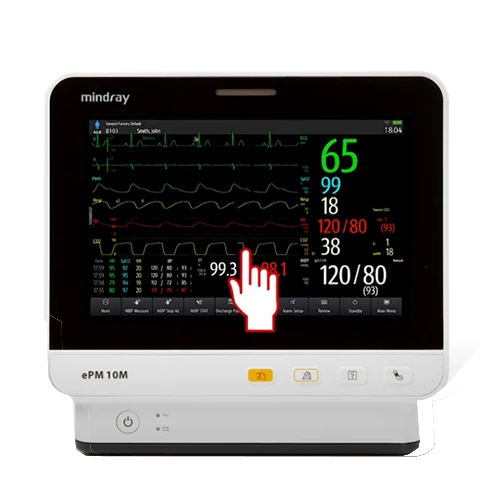 Mindray ePM 10M Patient Monitor, NIBP, 3/5 lead ECG, Arrhythmia, Masimo SpO2, Resp., Temp., 121-001870-00