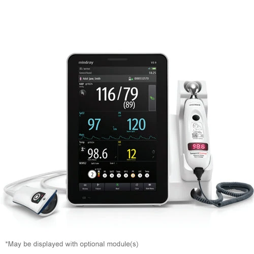 Mindray VS9® Vital Signs Monitor, NIBP, PR, Nellcor Oximax® SpO2, Exergen® Temp., Mindray Low Flow Sidestream CO2, 121-002191-00