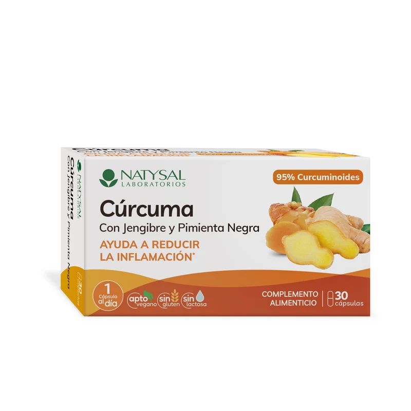 Cúrcuma con Jengibre y Pimienta Negra · Natysal · 30 cápsulas