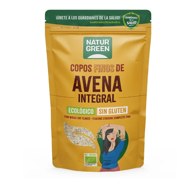 Copos Finos de Avena Integral Sin Gluten Bio · Naturgreen · 1 kg