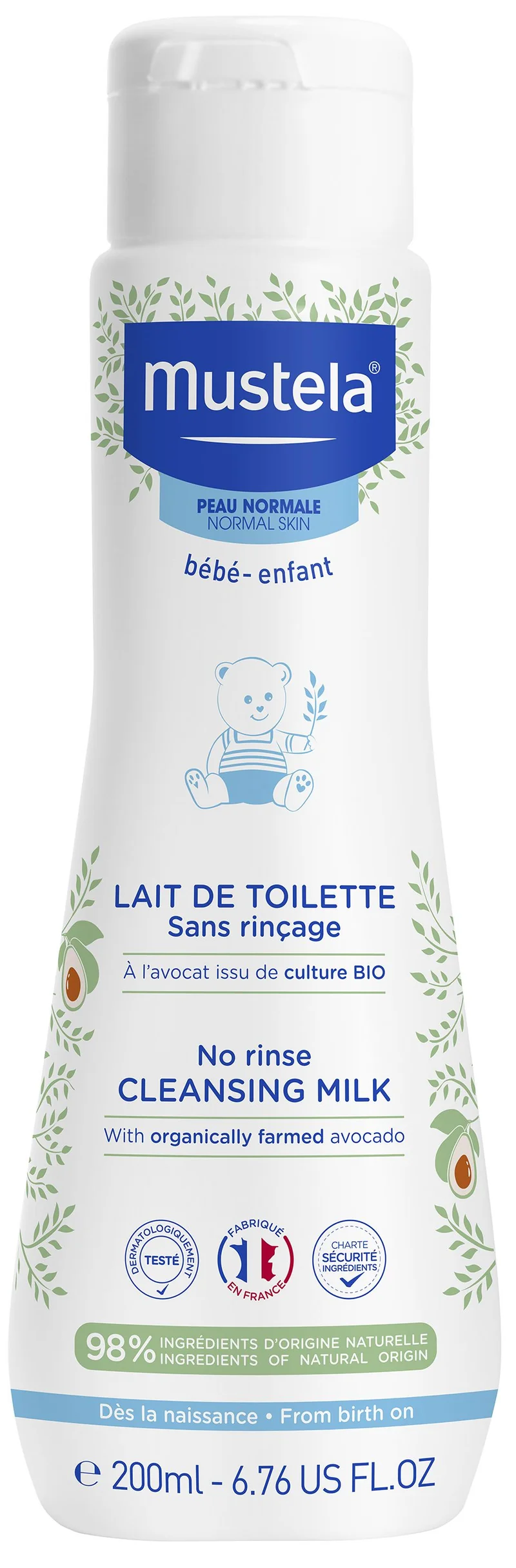 Loción Limpiadora Sin Aclarado con Aguacate Bio · Mustela · 200 ml [Caducidad 01/2027]