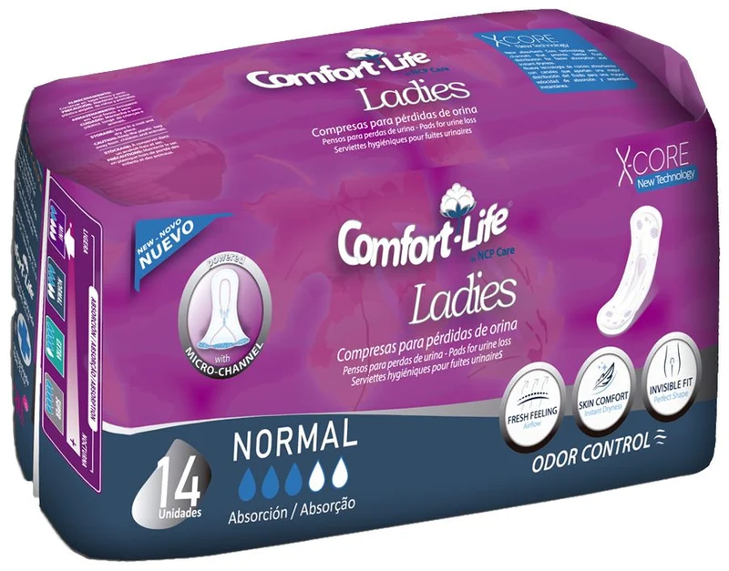 Compresas para Pérdidas Orina Normal · Comfort Life · 14 unidades