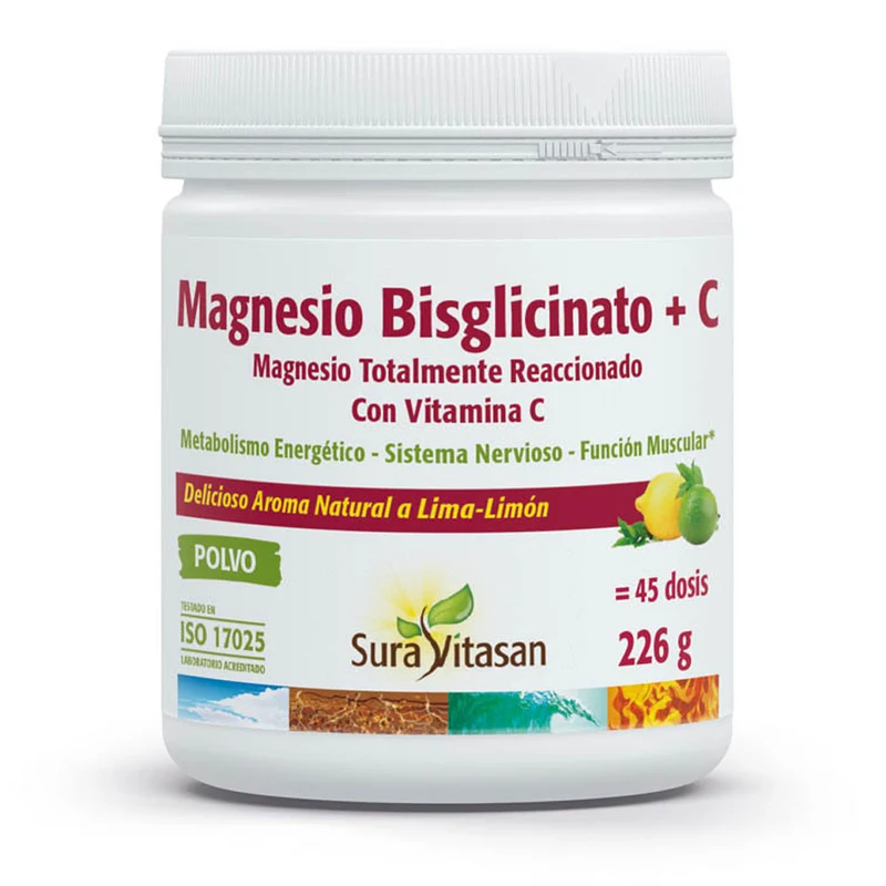 Magnesio Bisglicinato + Vitamina C · Sura Vitasan · 226 gramos