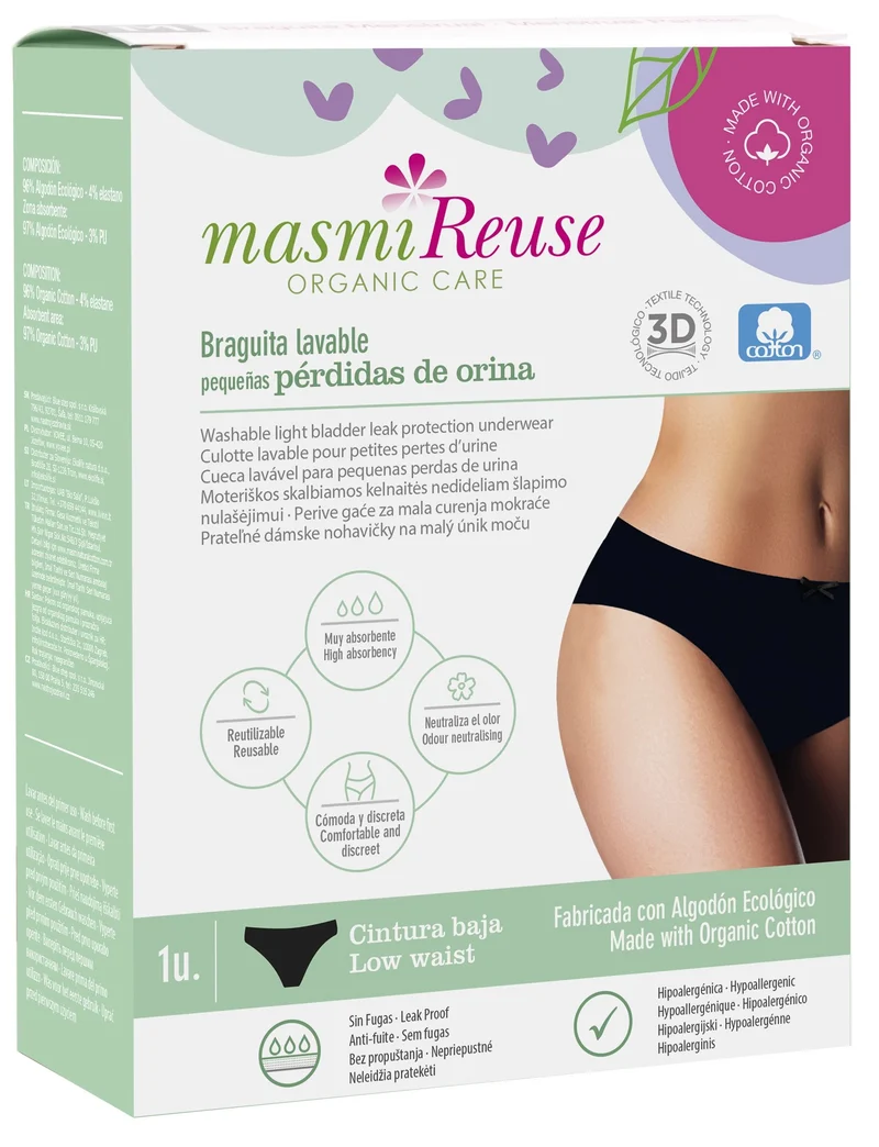 Braguita Lavable para Pequeñas Pérdidas de Orina - Cintura Baja · Masmi · Talla XL