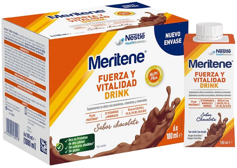 Meritene Fuerza y Vitalidad Drink Chocolate · Nestle · 6 botellas [Caducidad 12/2026]