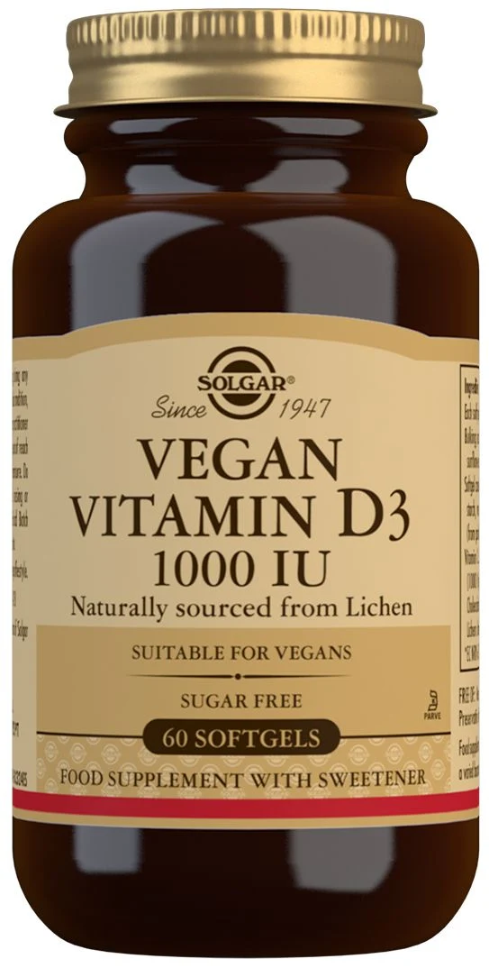 Vitamina D3 Vegana 1.000 UI · Solgar · 60 cápsulas