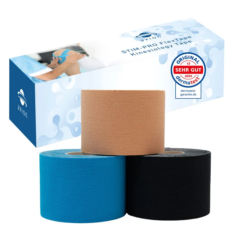 3 Rollen Kinesiologie-Tape 5cm breit 5m lang Uncut von axion in 3 Farben