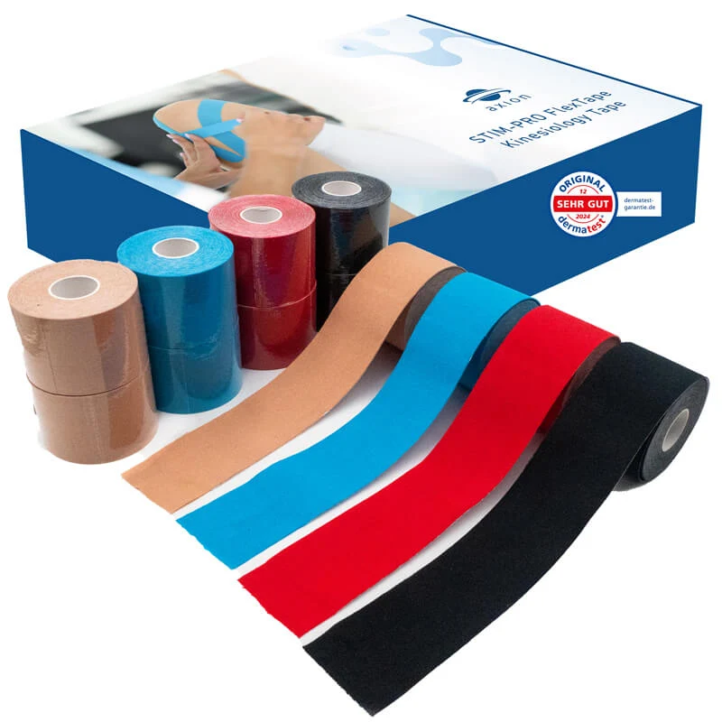 12 Rollen Kinesiologie-Tape 5cm breit 5m lang Uncut von axion in 4 Farben