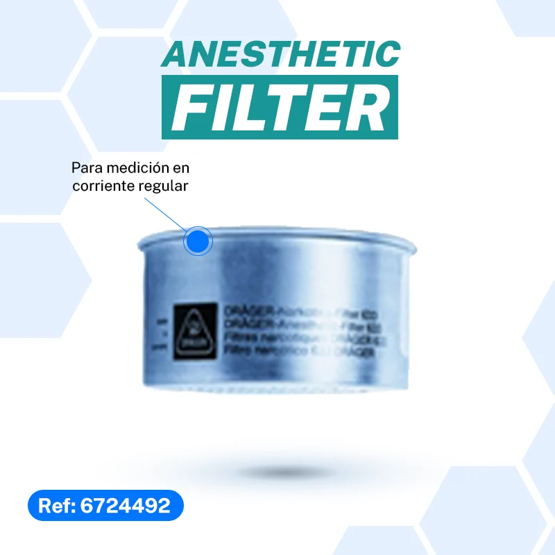 Filtro de carbón activo para absorción de vapores anestésicos