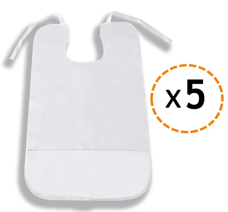 Babero Adulto Impermeable Rizo | Pack 5 Unidades