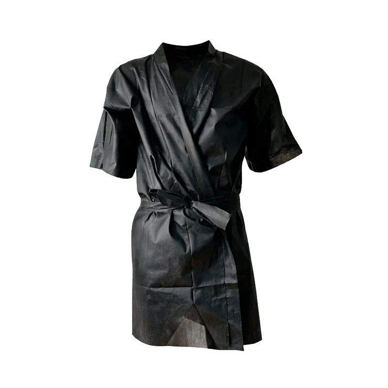 Kimono desechable negro con bolsillo - Caja 100 unidades