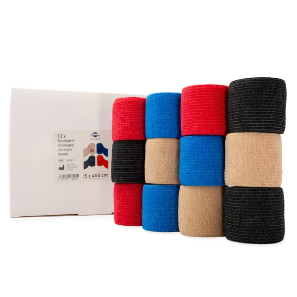 Haftbandage 5 cm Breite - 12 Rollen - Mix-Set in 4 Farben