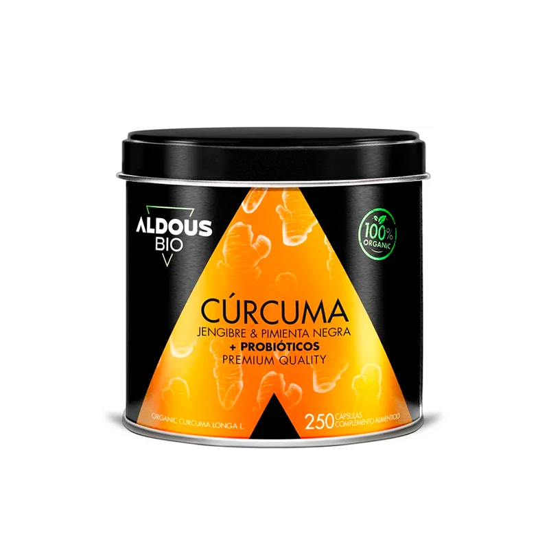 Cúrcuma Ecológica con Jengibre, Pimienta Negra y Probióticos - 250 cápsulas