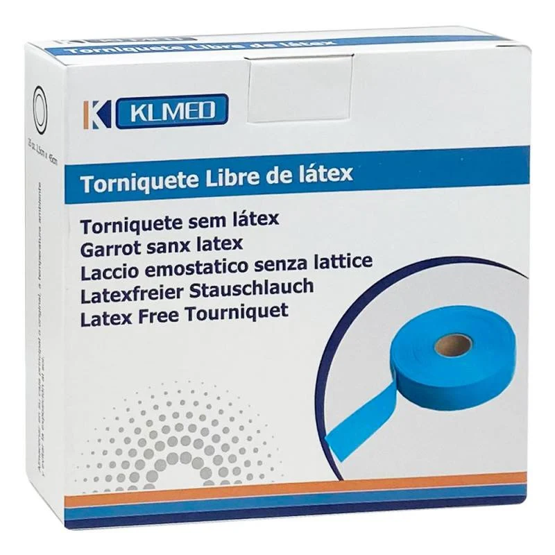 Torniquete Latex Free Azul 2,5x45cm 1 rollo 25 unidades