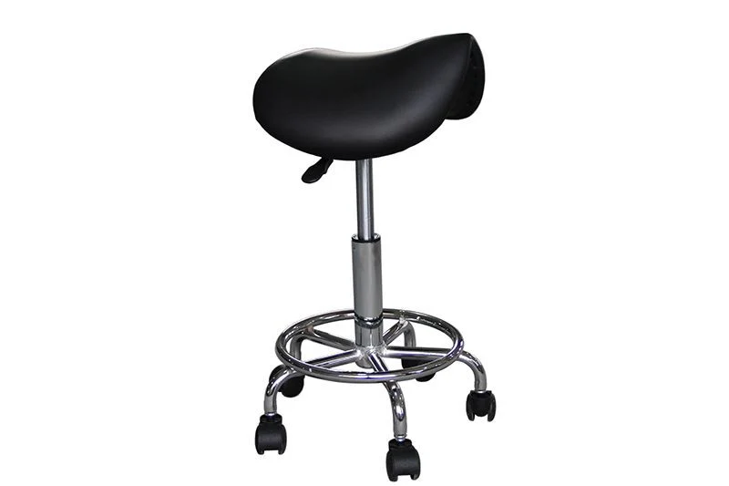 Taburete ergonómico color negro con reposapies